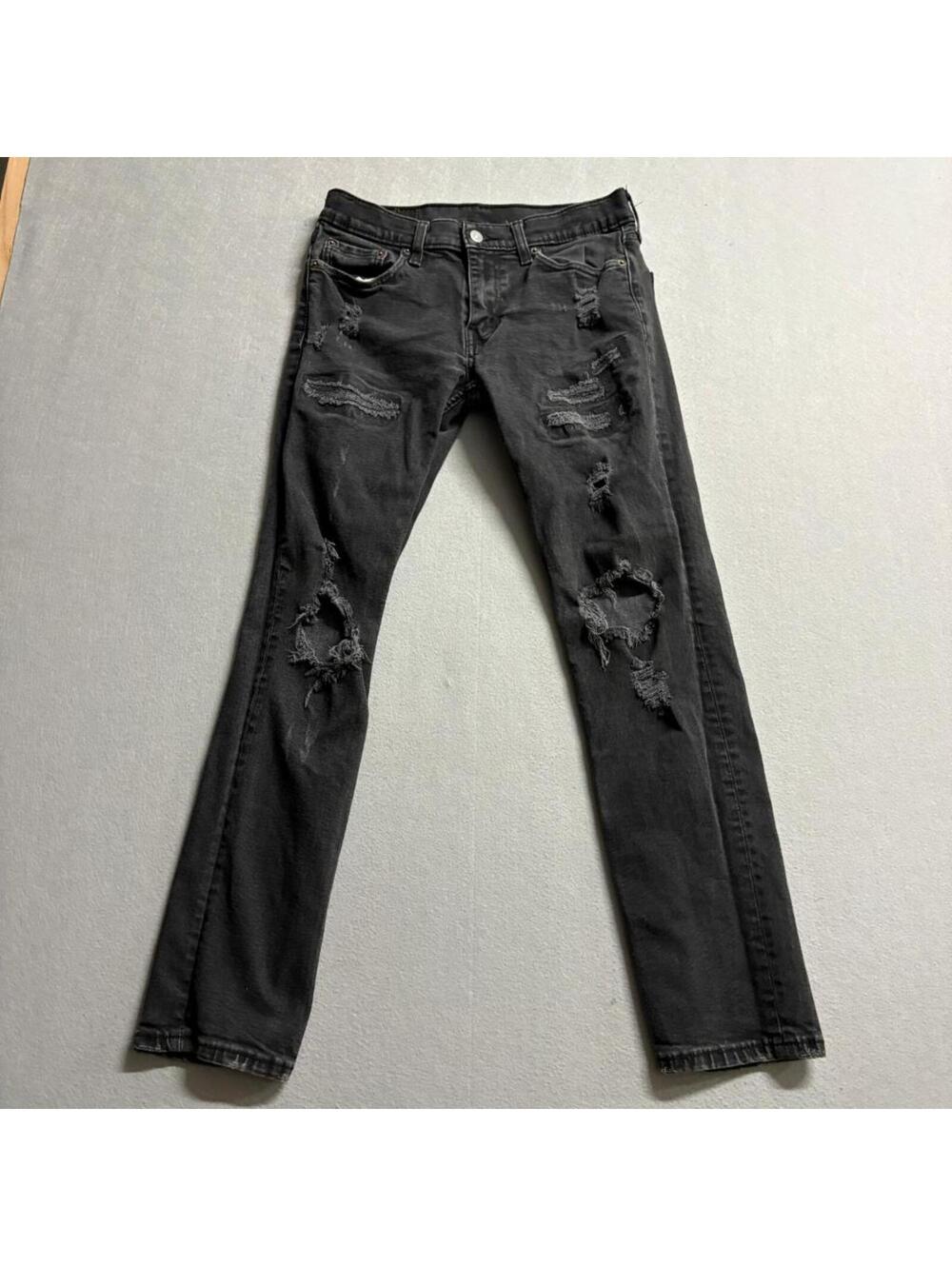Levi's 511 Slim Fit Distressed Jeans Mens 30x32 Black Ripped Denim Pants